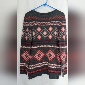 Talbots Lambswool Sweater Women's Aztec knit Pullover‎ Size M